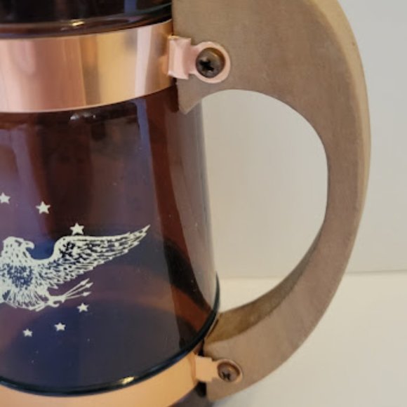 Vintage Siesta Ware Eagle Mug Amber Glass with Wood Handle, Beer Stein Glass - Picture 3 of 4